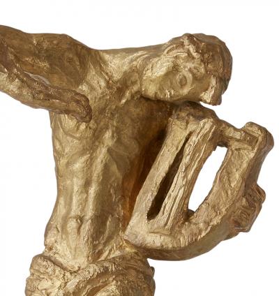 John Lundquist Sculpture of a Man Playing Lyre by John Lundquist