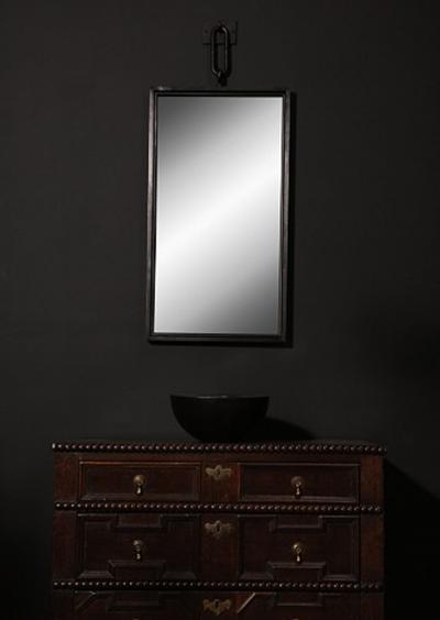 John McDevitt A Patinated Steel Rectangular Pendant Mirror Smaller Size