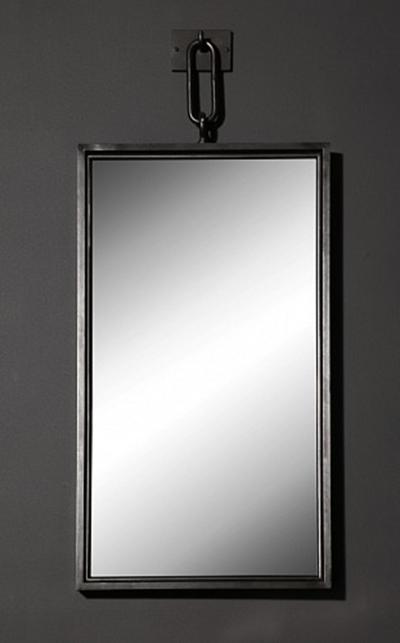 John McDevitt A Patinated Steel Rectangular Pendant Mirror Smaller Size