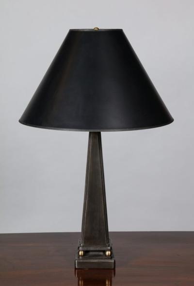 John McDevitt Pair of Pyramid Form Steel Table Lamps