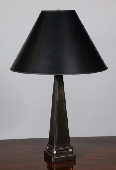John McDevitt Pair of Pyramid Form Steel Table Lamps