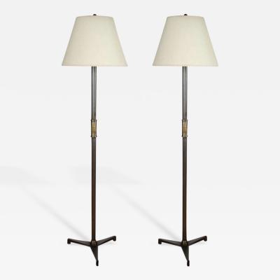 John McDevitt Pair of Steel Floor Lamps in Pewter Finish