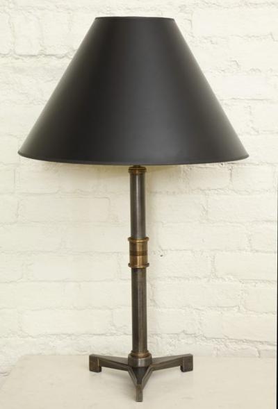 John McDevitt Pair of Steel Table Lamps with Tripod base in Pewter Finish
