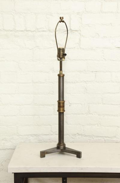 John McDevitt Pair of Steel Table Lamps with Tripod base in Pewter Finish