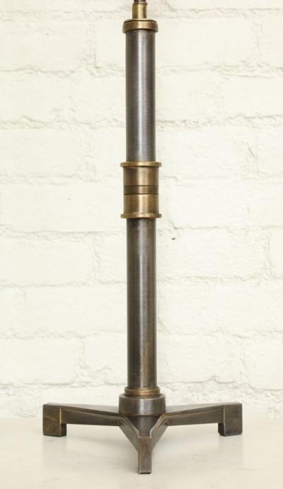 John McDevitt Pair of Steel Table Lamps with Tripod base in Pewter Finish