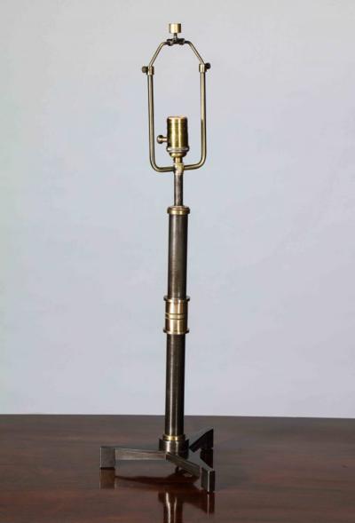 John McDevitt Pair of Steel Table Lamps with Tripod base in Statuary Bronze Finish