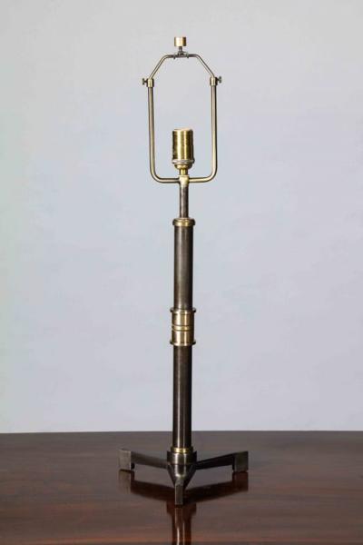 John McDevitt Pair of Steel Table Lamps with Tripod base in Statuary Bronze Finish
