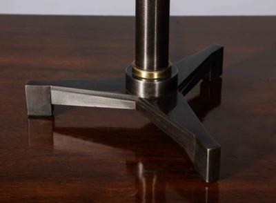 John McDevitt Pair of Steel Table Lamps with Tripod base in Statuary Bronze Finish