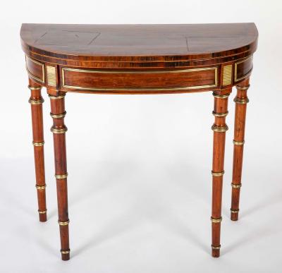 John McLean Regency Rosewood Banded Foldover Games Table Attributed to John McLean
