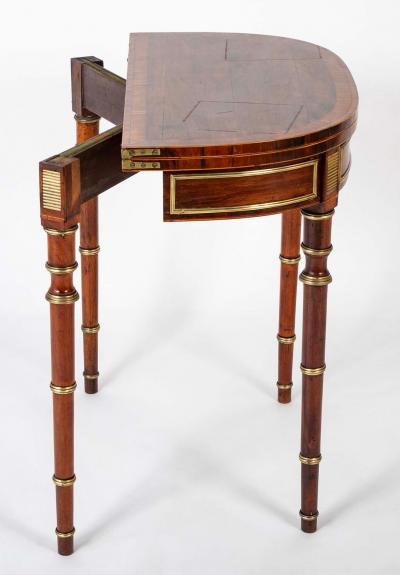 John McLean Regency Rosewood Banded Foldover Games Table Attributed to John McLean