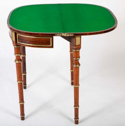 John McLean Regency Rosewood Banded Foldover Games Table Attributed to John McLean