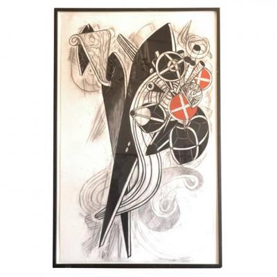 John Monti Large Charcoal and Pastel Drawing by John Monti