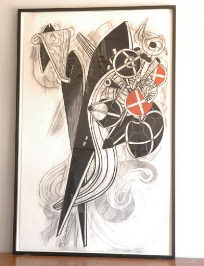 John Monti Large Charcoal and Pastel Drawing by John Monti