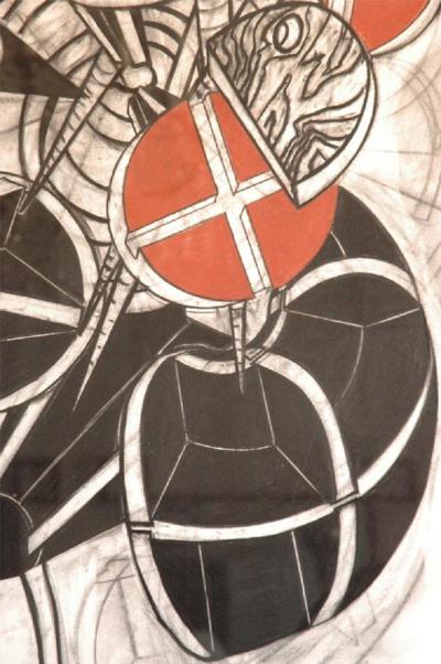 John Monti Large Charcoal and Pastel Drawing by John Monti