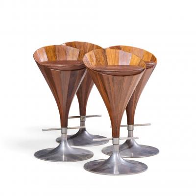 John Mortensen John Mortensen for Dyrlund Mid Century Danish Fountain Barstools Set of 4
