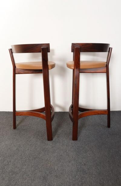 John Mortensen Pair of Danish Modern Rosewood and Leather Counter Stools by John Mortensen