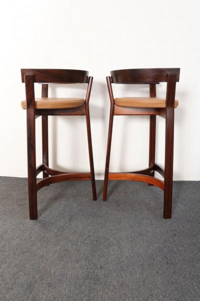 John Mortensen Pair of Danish Modern Rosewood and Leather Counter Stools by John Mortensen