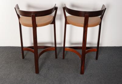 John Mortensen Pair of Danish Modern Rosewood and Leather Counter Stools by John Mortensen