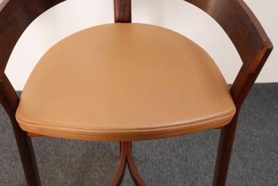 John Mortensen Pair of Danish Modern Rosewood and Leather Counter Stools by John Mortensen