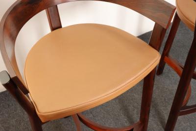 John Mortensen Pair of Danish Modern Rosewood and Leather Counter Stools by John Mortensen