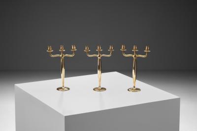 John Norelius Trio of Dirigold Art Nouveau Candelabras for AB Alco Sweden 1920s