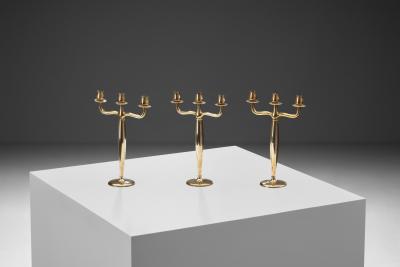 John Norelius Trio of Dirigold Art Nouveau Candelabras for AB Alco Sweden 1920s