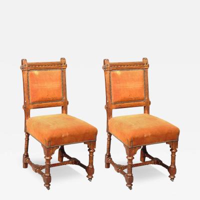 John Pollard Seddon John Pollard Seddon A pair of Gothic Revival oak dining chairs 4 more available