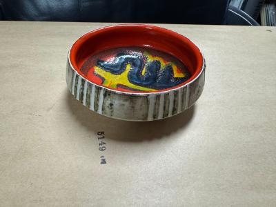 John Poole Vintage Mid Century Poole Art Pottery Small Incised Edge Bowl UK