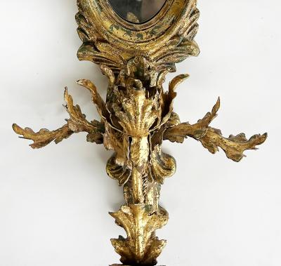 John Richard John Richard Giltwood Gilt Metal Mirrored Candle Sconces Not Electrified Pair