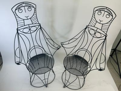 John Risley John Risley Nun Sculptural Iron Welded Chair Pair Circa 1960s