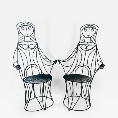 John Risley John Risley Nun Sculptural Iron Welded Chair Pair Circa 1960s