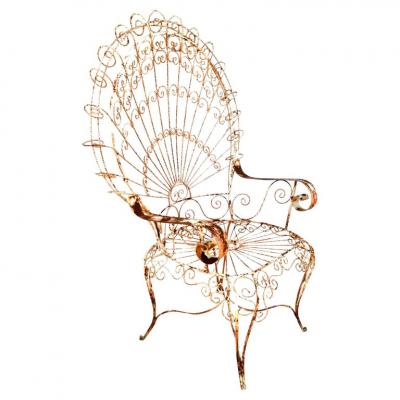 John Salterini 1 Salterini Peacock Wrought Iron Arm Chair