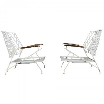 John Salterini 1950s Salterini Iron Lounge Chairs a Pair