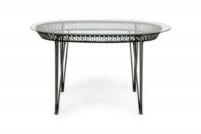 John Salterini American Mid Century Outdoor Iron Ribbon Oval Dining Tables