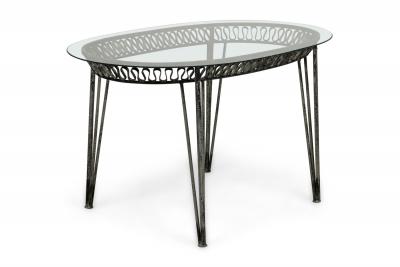 John Salterini American Mid Century Outdoor Iron Ribbon Oval Dining Tables