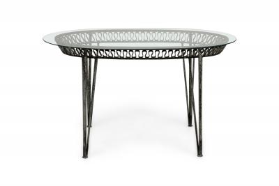 John Salterini American Mid Century Outdoor Iron Ribbon Oval Dining Tables