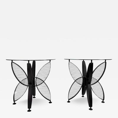 John Salterini Pair of John Salterini Iron Butterfly Side Tables Mid Century