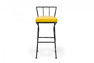 John Salterini Set of 3 John Salterini Faux Bamboo Frame Bar Stools with Upholstered Seats