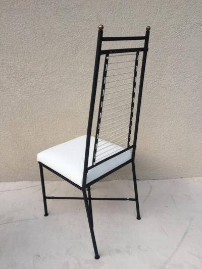 John Salterini Set of Six Salterini High Back Iron Bronze Top White Cord Dining Chairs