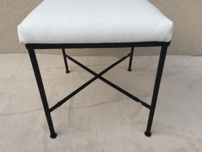 John Salterini Set of Six Salterini High Back Iron Bronze Top White Cord Dining Chairs