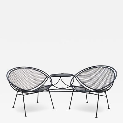 John Salterini Tempestini John Salterini Black Tete a Tete Settee Chairs Table Outdoor Patio