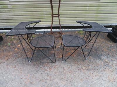 John Salterini Unusual Set of 4 Geometric Salterini Patio Chairs Mid Century Modern