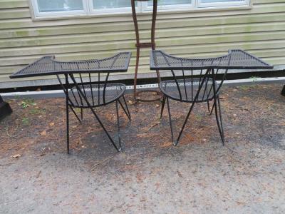 John Salterini Unusual Set of 4 Geometric Salterini Patio Chairs Mid Century Modern