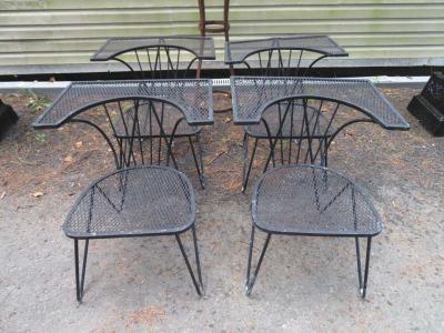 John Salterini Unusual Set of 4 Geometric Salterini Patio Chairs Mid Century Modern