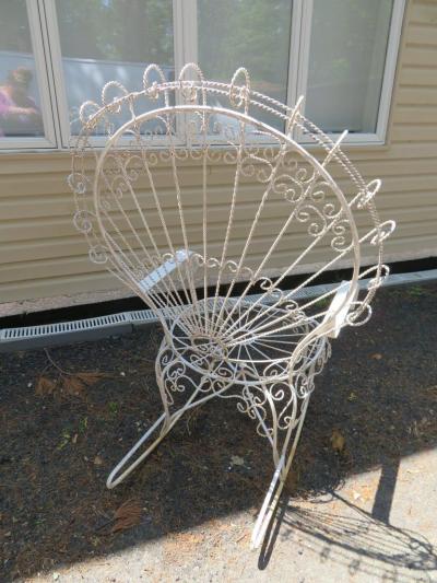 John Salterini Wonderful Salterini White Wrought Iron Peacock Back Rocking Chair