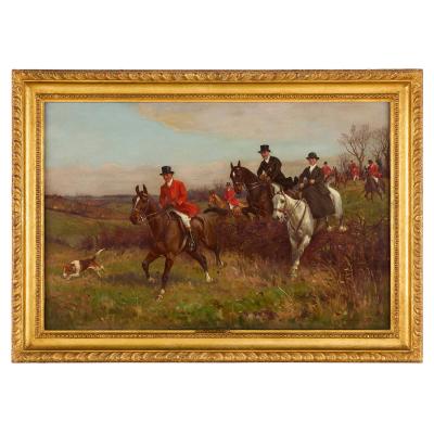 John Sanderson Wells Set of four antique English equestrian oil paintings by John Sanderson Wells