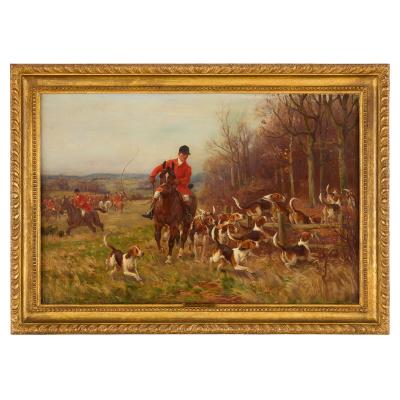 John Sanderson Wells Set of four antique English equestrian oil paintings by John Sanderson Wells