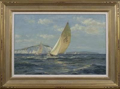 John Stobart Flying Fifteen off the Needles Circa 1960