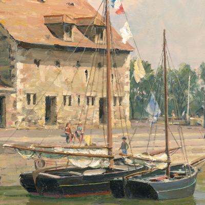 John Stobart Honfleur The Lieutenance from the Inner Harbor