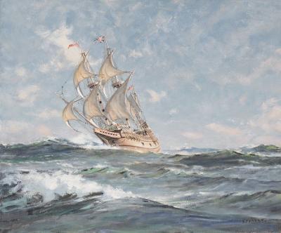 John Stobart The Mayflower II at Sea Under Full Sail